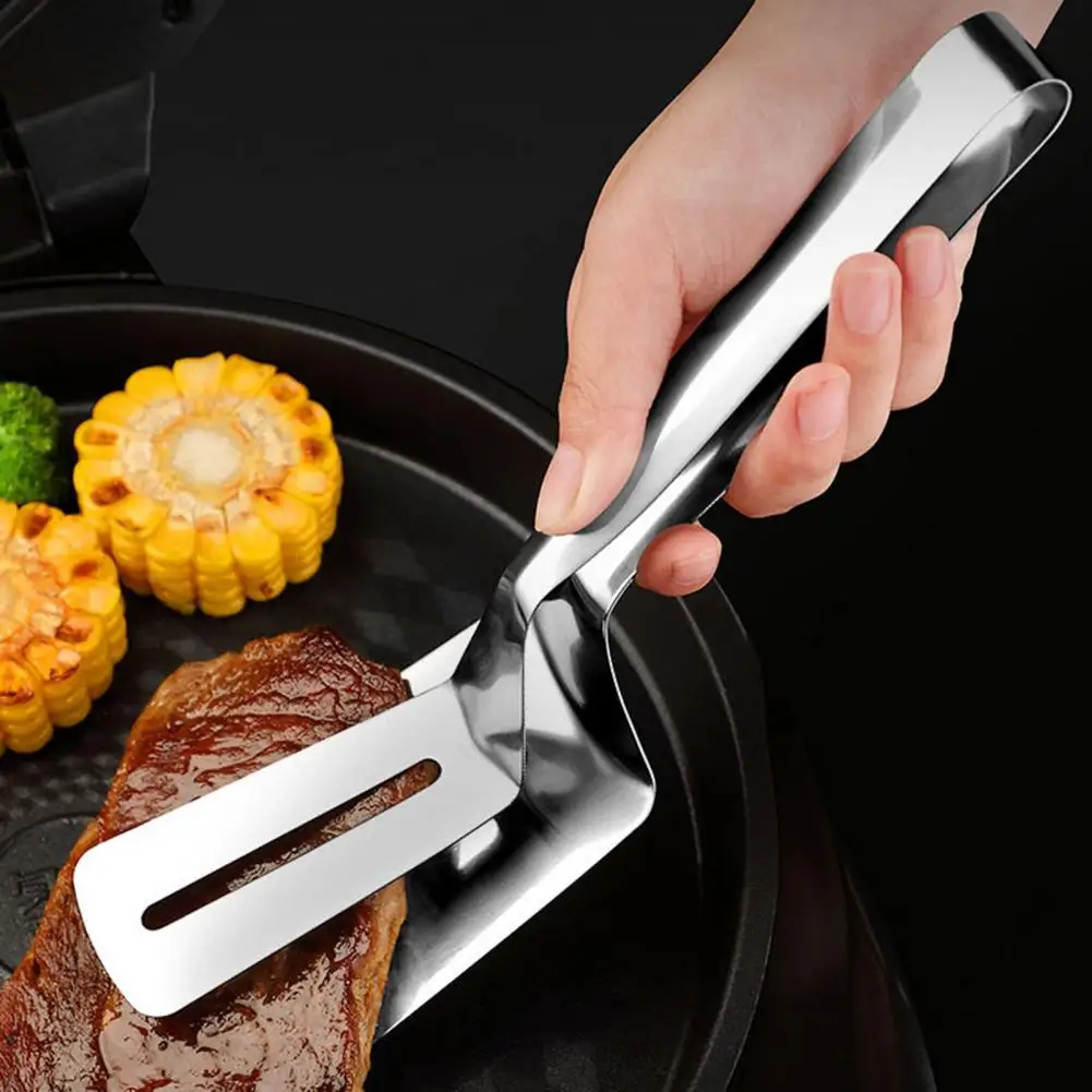 

Heatproof Food Tong Labor-saving Convenient Strong Stainless Steel Mini Polishing Fried Fish Clip for Dining Room