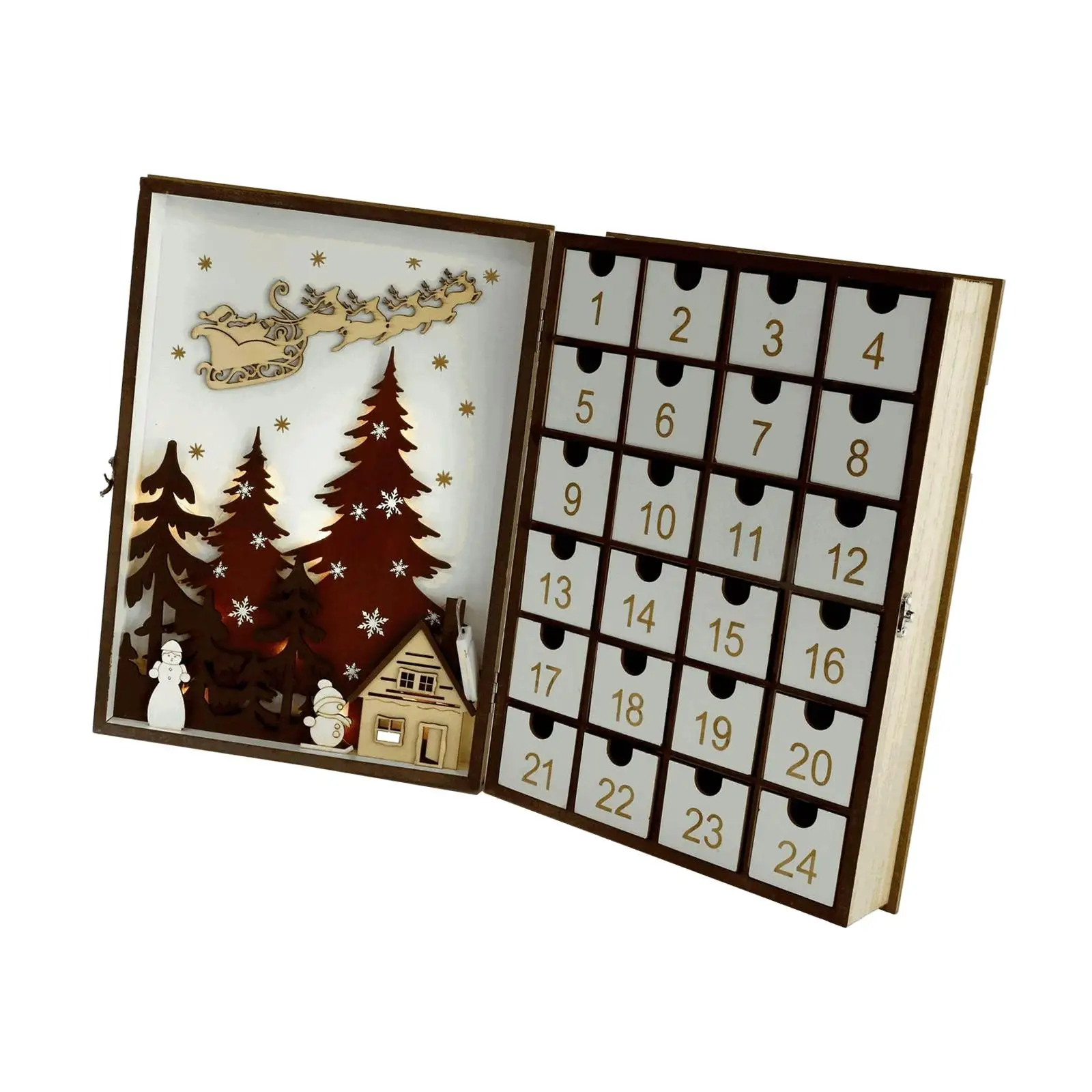 

Wooden advent calendar Book Durable with Drawers Advent Calendar for Holiday