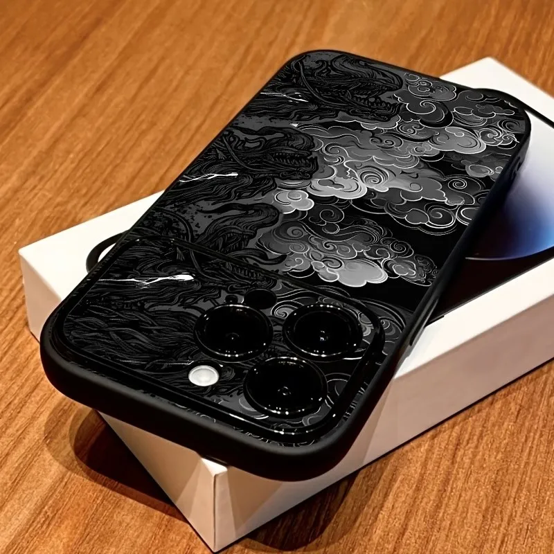 Фото Чехол для телефона с узором «Черные облака» для iPhone 17, 16, 15, 14, 13, 12, 11 Pro Max, силиконовый бампер-накладка для iPhone X, XS, XR, 16 PLUS, Fundas №1