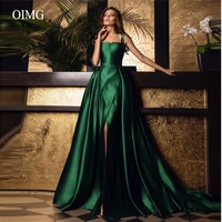 oimg modern green satin long mermaid prom dresses with detachable overskirt straps slit women evening gowns formal party dress