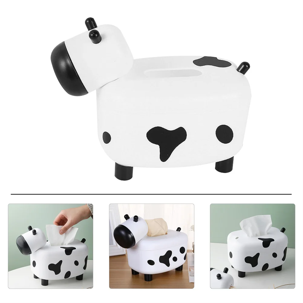 

Tissue Box Holder Napkin Paper Toilet Cow Desktop Toothpick Stand Hand Case Household Facial Office Storage Cartoon Dispenser
