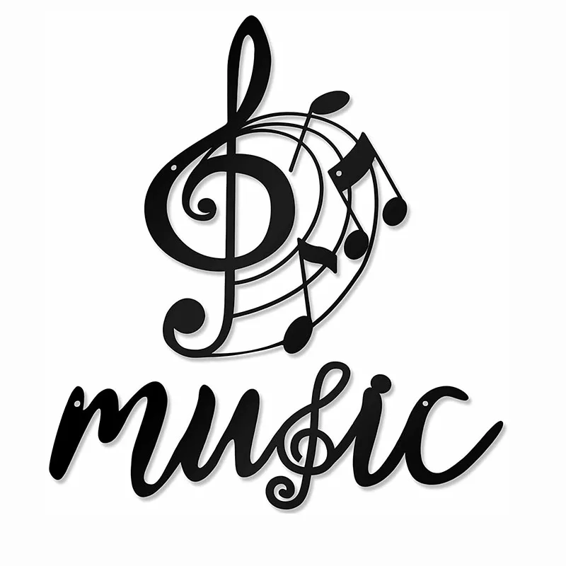 

2 Pcs Music Metal Wall Decor Black Treble Clef and Music Notes Metal Wall Decor Home Living Room Interior Decoration
