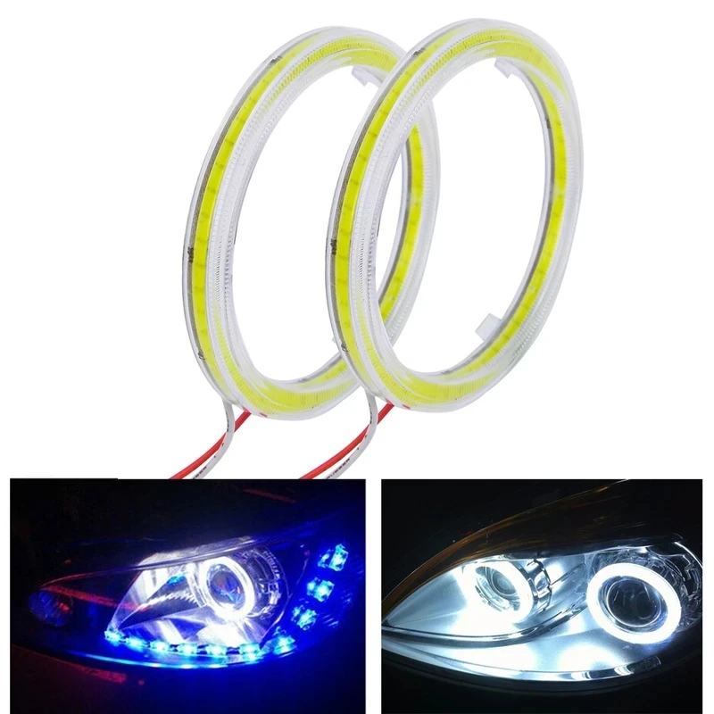 

2pcs 12V-24V DC Car Headlight Angel Eye Lights LED COB White Light Motorcycle Auto Lamps Headlight Car Accessories