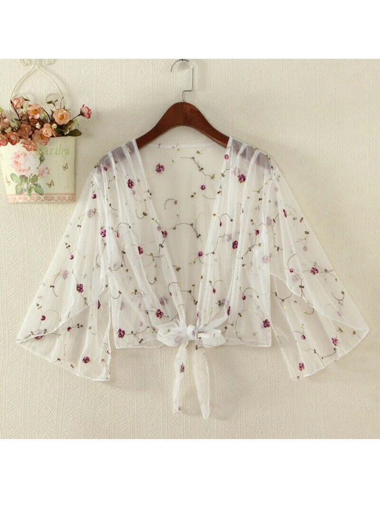 Женская Пляжная накидка с длинным рукавом купальный костюм Цветочные Топы