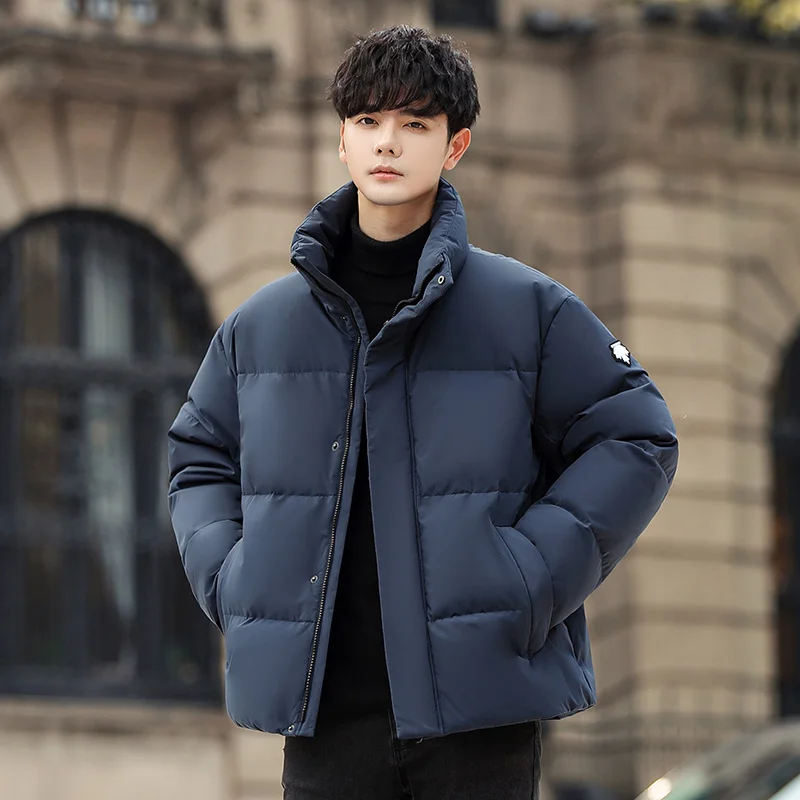 Men’s 90% White Duck Down Loose Jacket Winter Warm Thickened Coat Three Color Black,White,Blue