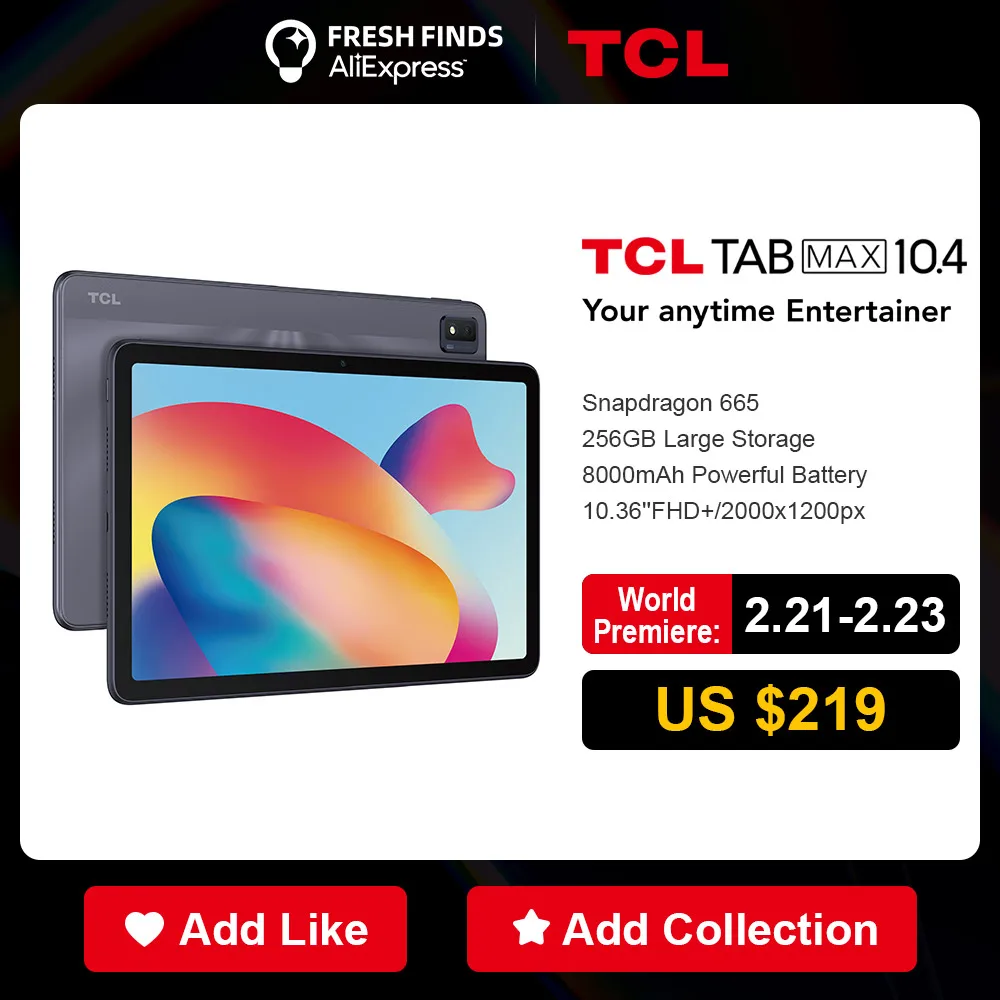 

Планшет TCL TAB MAX на Android 11, процессор Snapdragon 10,4, экран 256 дюйма, 6 ГБ + 665 ГБ