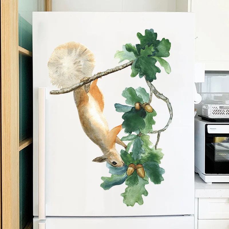 

1 Piece of Squirrel Leaf Print Wall Sticker Adds a Three-Dimensional Sense to the Living Room Space Presenting a Unique Artistic