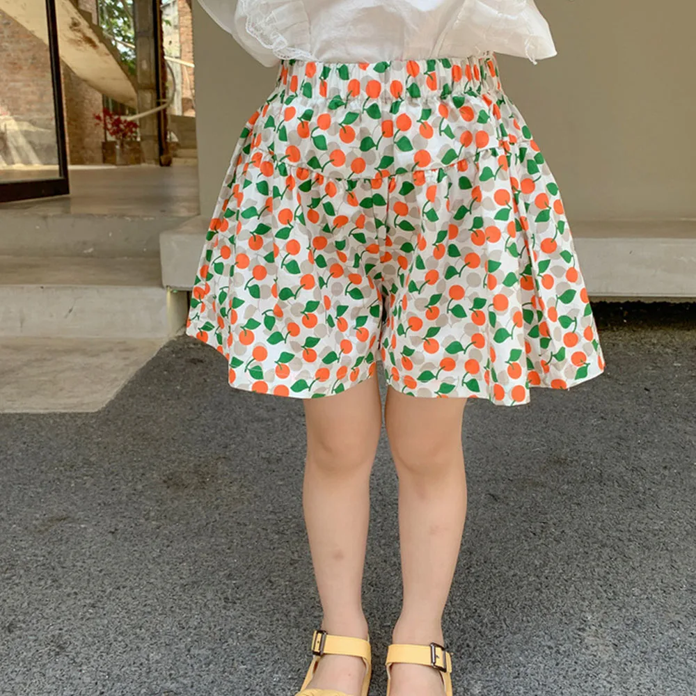 

Новинка 2022, повседневные штаны для девочек, детские летние шорты в горошек с цветочным принтом, детские милые свободные короткие штаны, одеж...