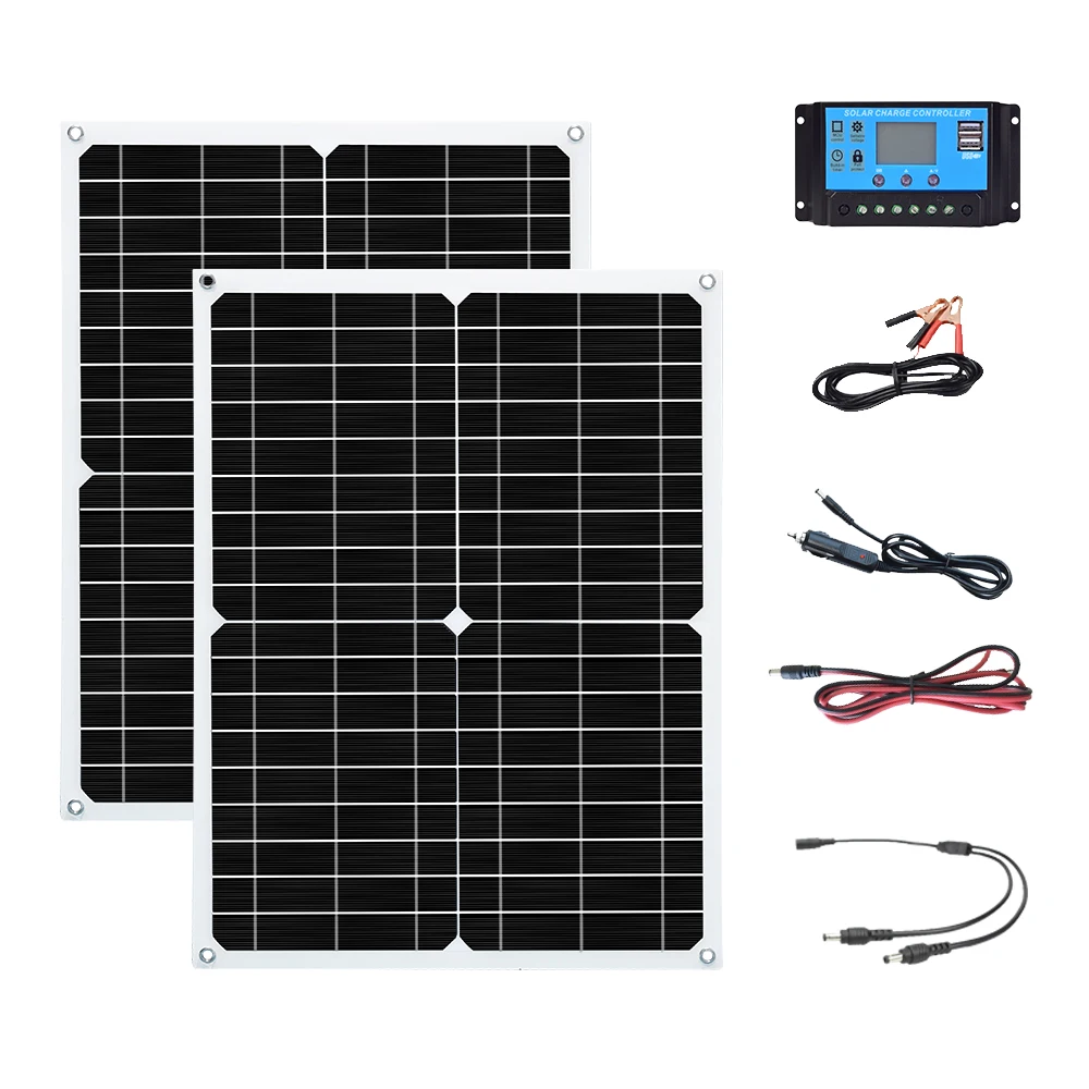 

18V 100W Solar Panel Kit 100 Watts 12V Battery Charger with Controller Caravan Boat