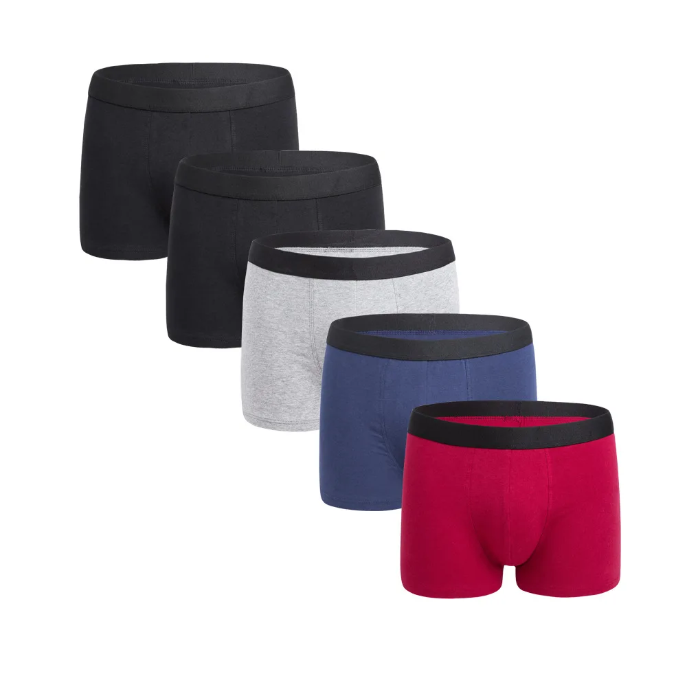 5pcs/lot Man Boxer Cotton Underwear Set Solid Underpants Calzoncillos Hombre BoxerShorts Sexy Lingerie High Quality Panties