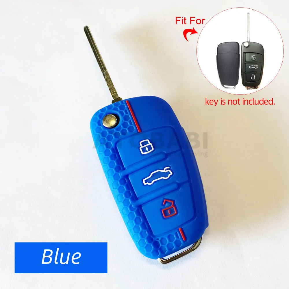 

Силиконовые чехлы для автомобильных ключей, 3 кнопки, складной чехол для Audi A1, A3, A6, Q2, Q3, Q7, TT, TTS, R8, S3, S6, RS3, RS6