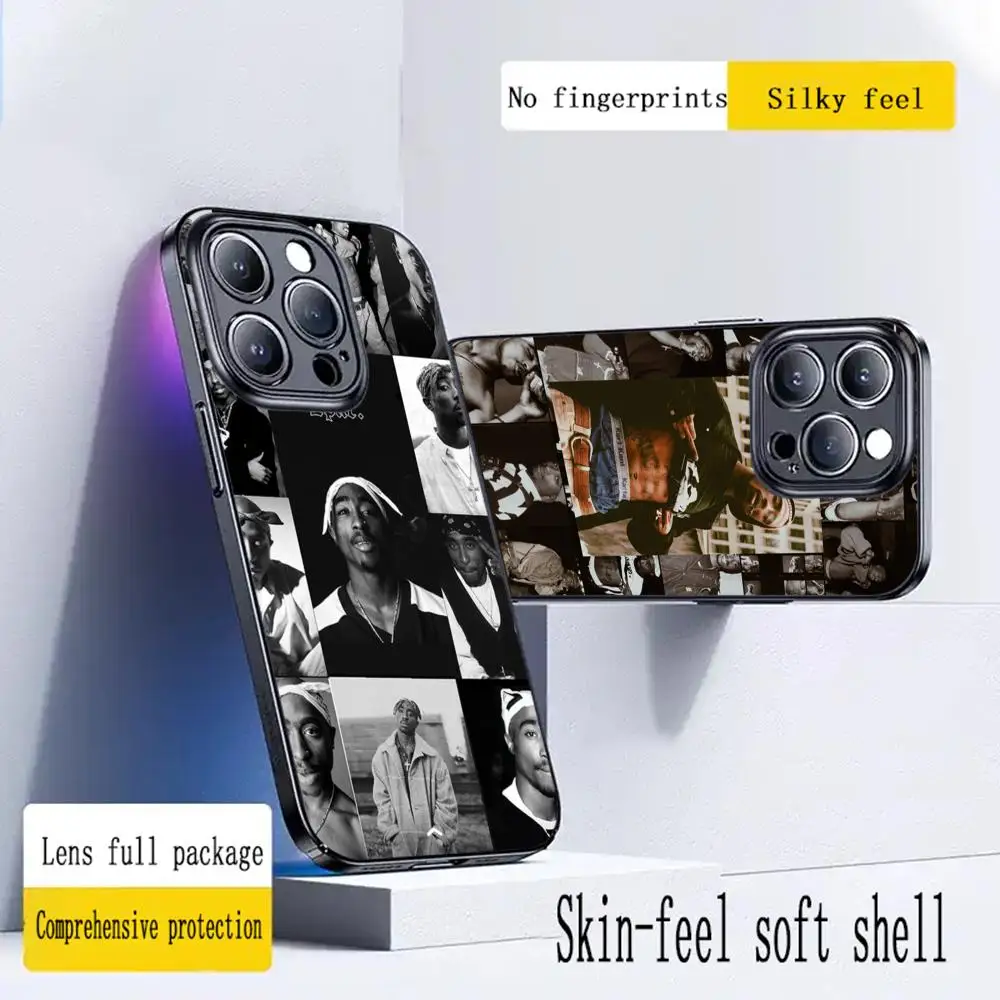 Pop hot Pac TupacMakaveli Phone Case For iPhone 16 15 14 13 12 11 X XR XS 8 Plus Mini Pro Max Soft black Shockproof Cover