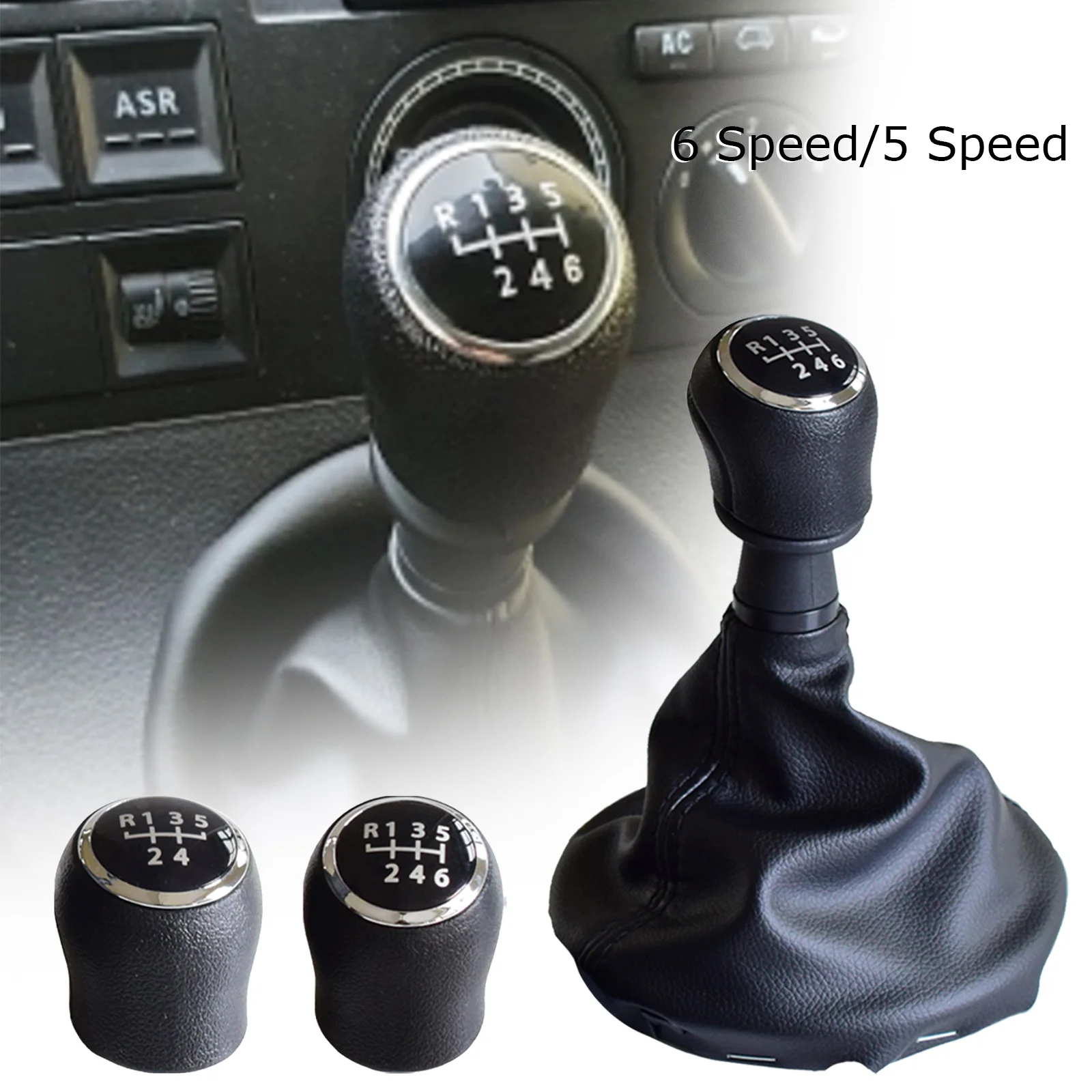 

5/6 Speed Car Gear Stick Shift Knob Leather Boot For VW Transporter Multivan Caravelle T5 2003 2004 2005 2006 2007 2008 2009