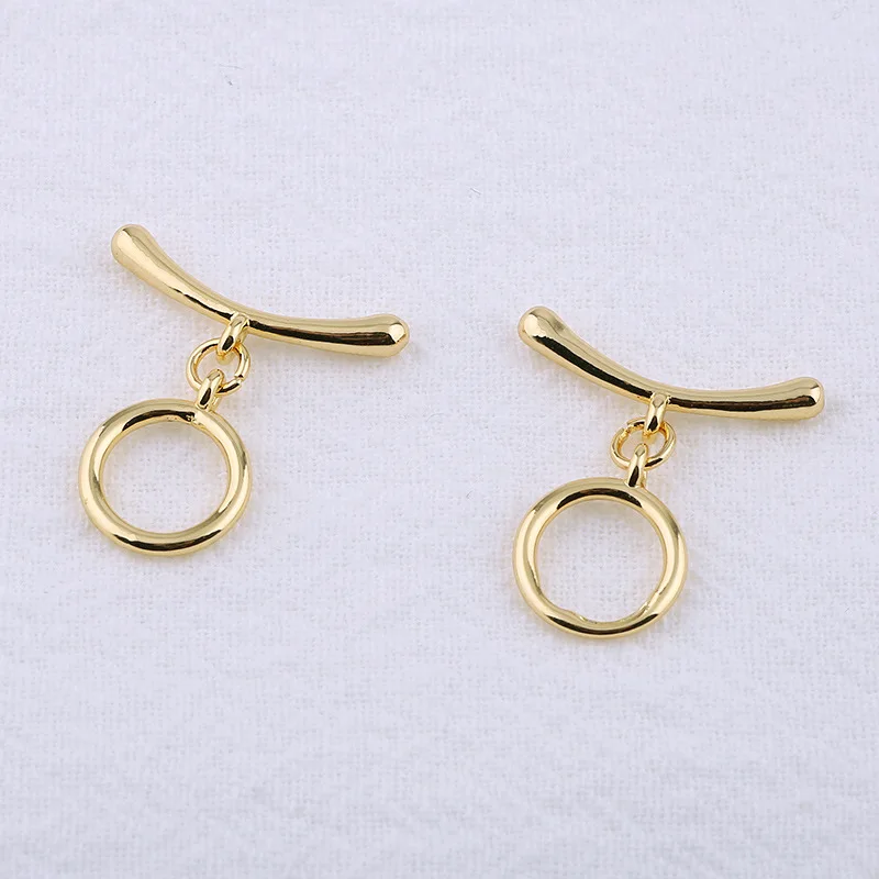 

10Pcs Copper Plated 18K Real Gold Small Smooth Round OT Clasp Bracelet Necklace Connection Clasp DIY Jewelry Accessories