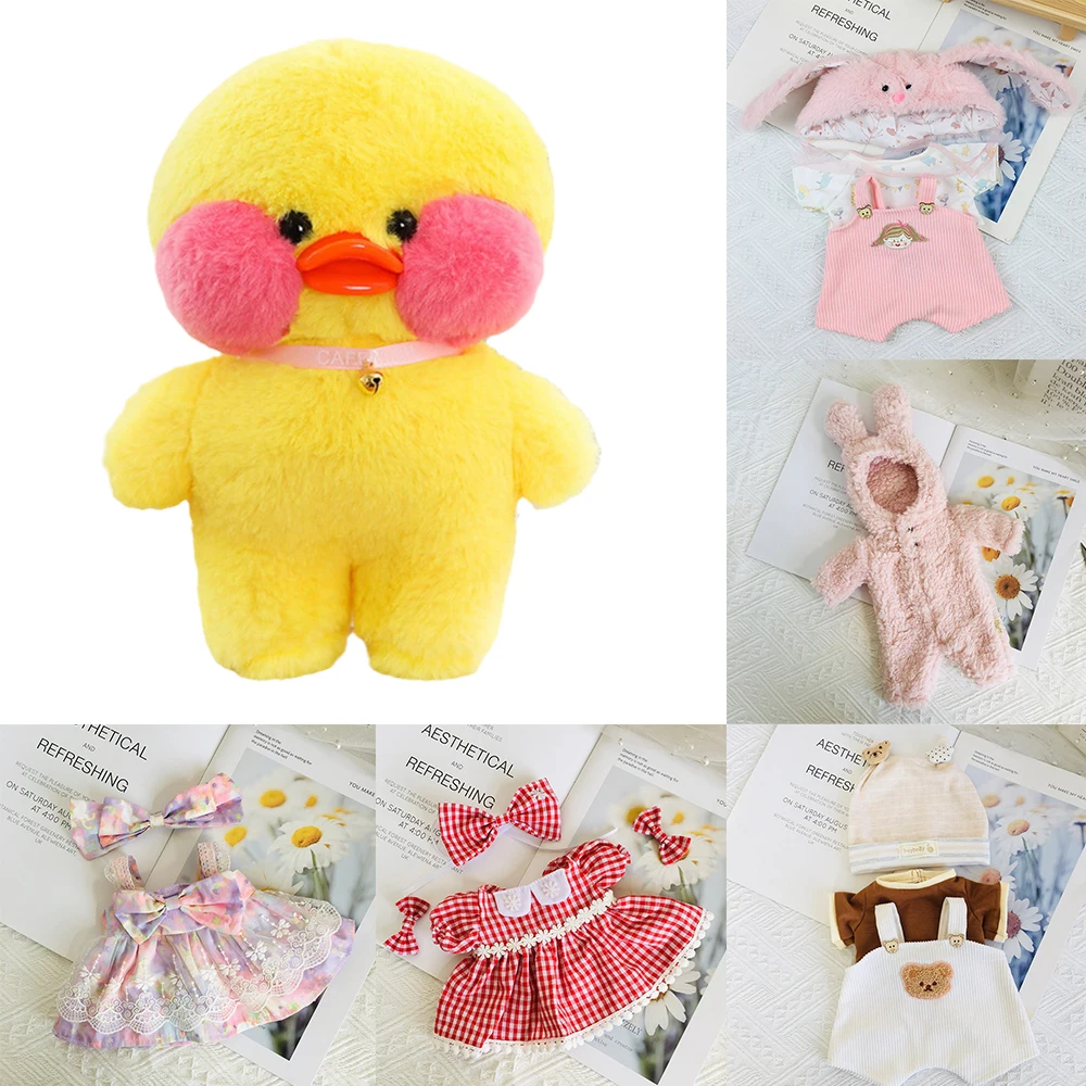 

30cm White Duck Yellow Lalafanfan Duck Cafe Girl Plush Toy Cute Kawaii Lalafanfan Doll Wearing Glasses Wearing Clothes Toys Gift