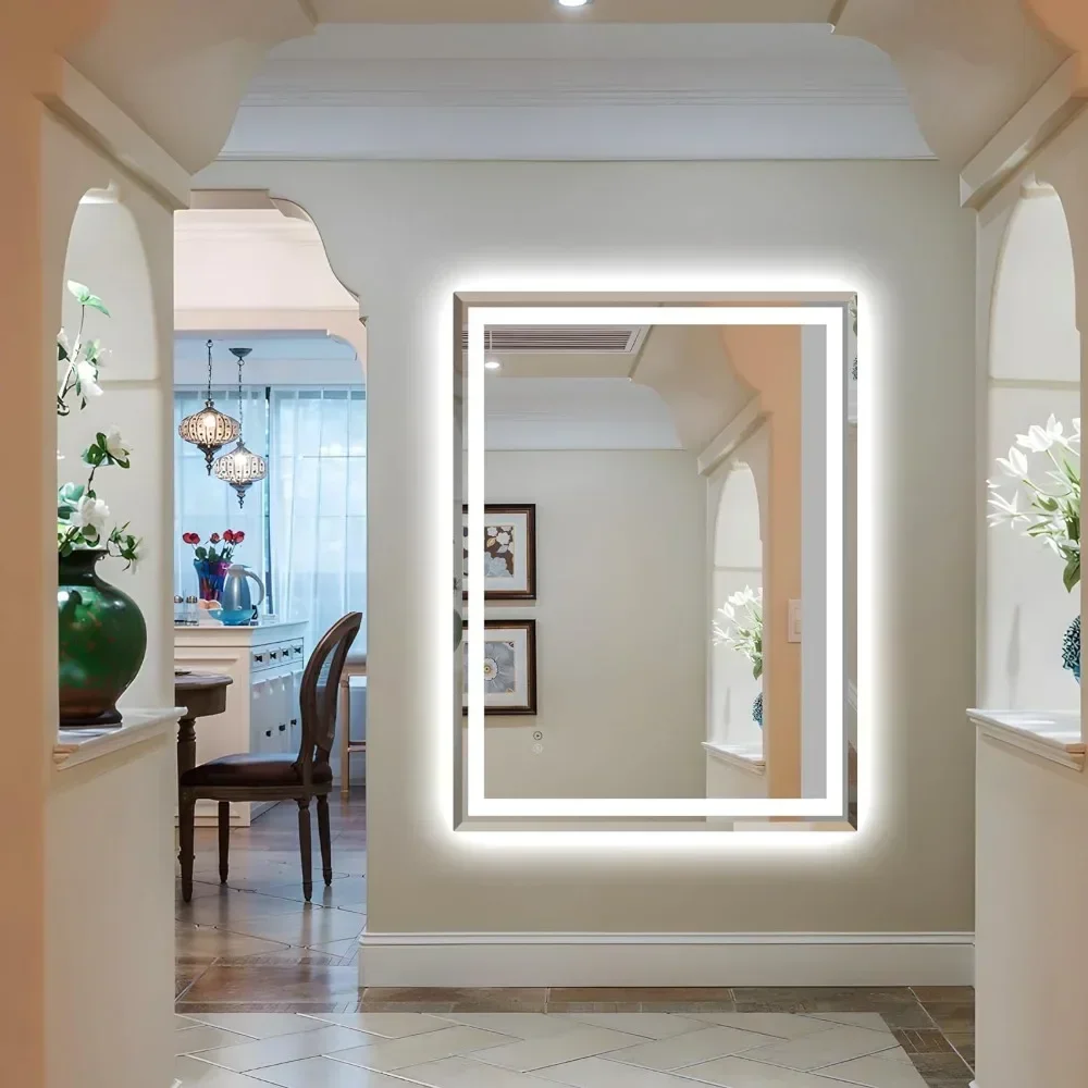 Зеркало с подсветкой и защитой от повреждений регулируемое зеркало 36x48 дюймов