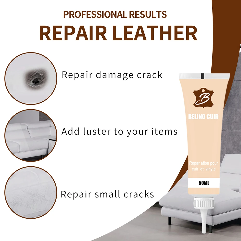 

50ml Leather Filler Repair Gel Agent Auto Car Seat Sofa Coats Holes Scratch Cracks Complementary Refurbishing Cream Paste
