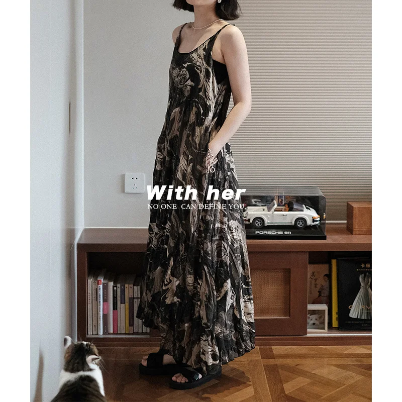 

Летнее Длинное Плиссированное пляжное праздничное свободное повседневное женское платье