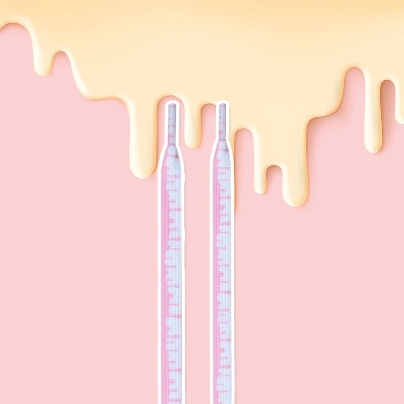 Flat Ice Cream Shoelaces No Tie Shoelace Colorful Print Gradient Shoe Laces For Sneakers Classic Polyester Shoelaces For Unisex