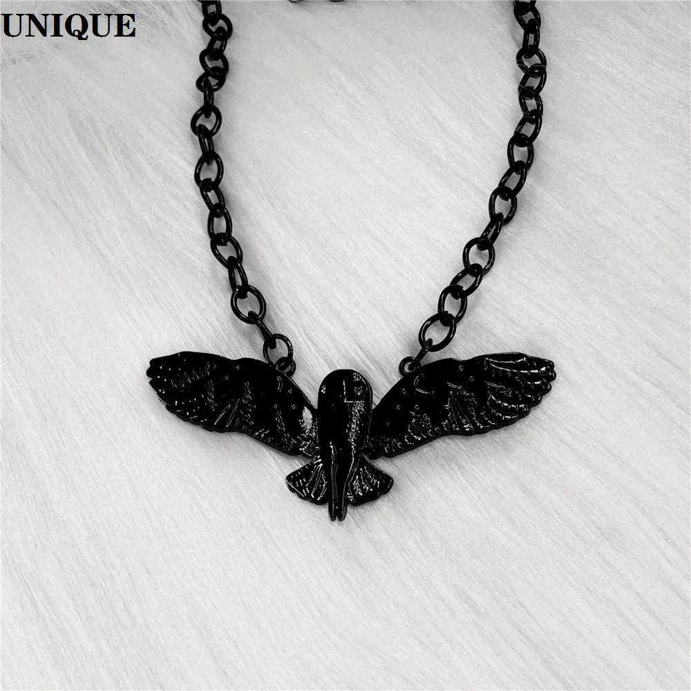 

Owl Black Necklace For Women Girls Fashion Forest Whisper Witch Jewelry Moon Phase Art Mountain Animal Pendant Choker New Trend