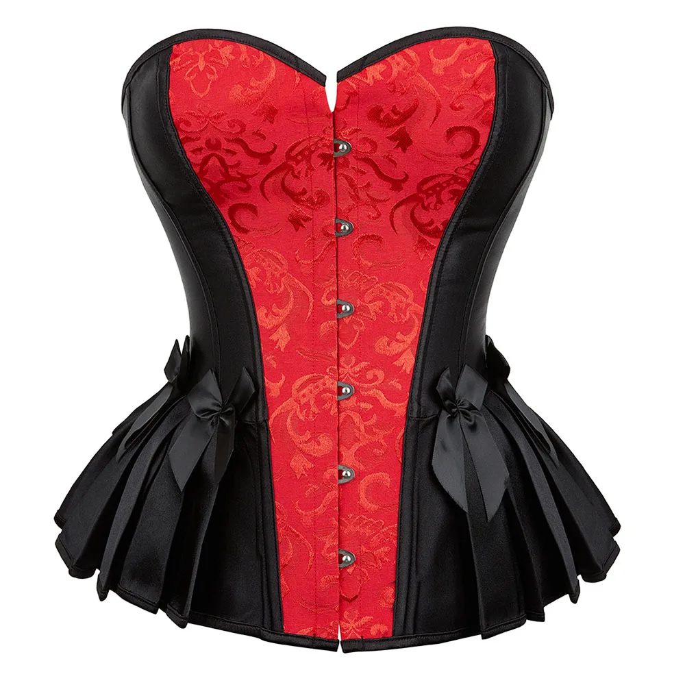 

Women Vintage Corset Overbust Gothic Sexy Satin Lace Up Plus Size Corsets Bustier Victorian Short Corset Top Fashion Costume