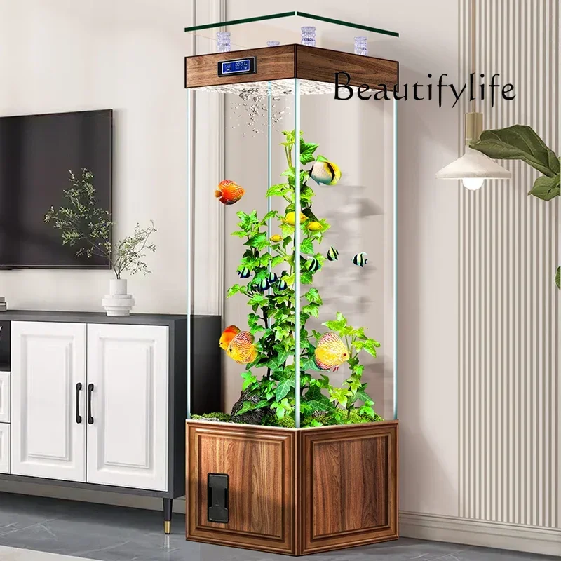 Jinjing супер белый стеклянный аквариум для гостиной небольшой домашний стоящий