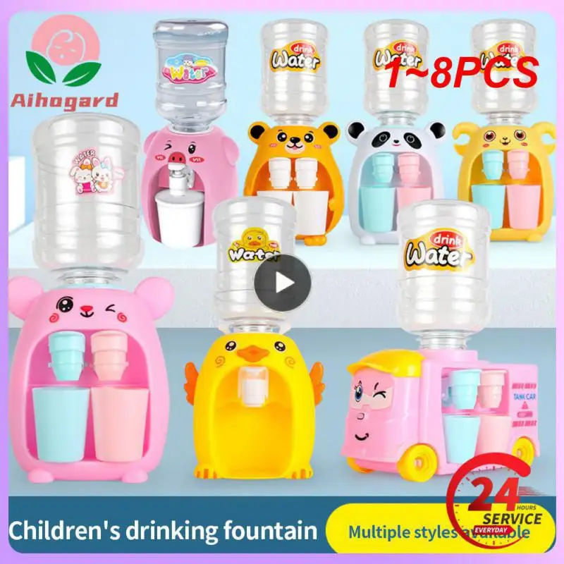 

1~8PCS Mini Water Dispenser for Children Kids Gift Cute Cold/Warm Water Juice Milk Drinking Fountain Simulation Cartoon Pig