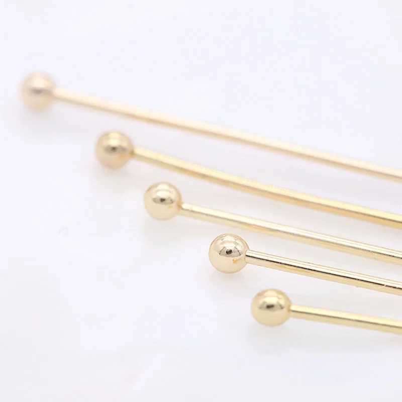 

Шарики/плоские/круглые булавки с золотым покрытием 14 к, 10/20 шт./партия, бусины для изготовления ювелирных изделий своими руками, иглы из бисера ручной работы