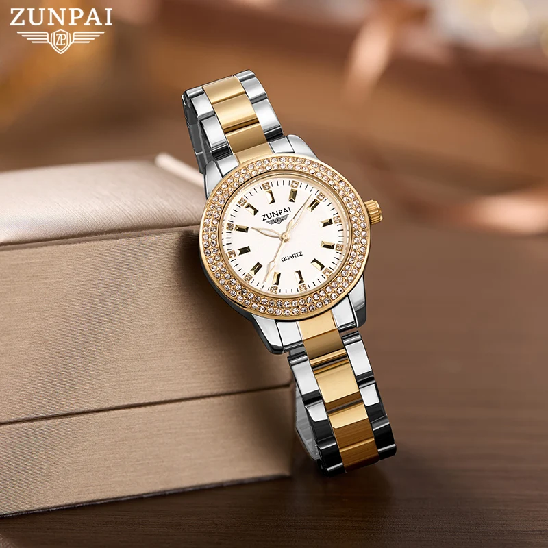 ZUNPAI оригинальные женские часы розовое золото кварцевые наручные модный