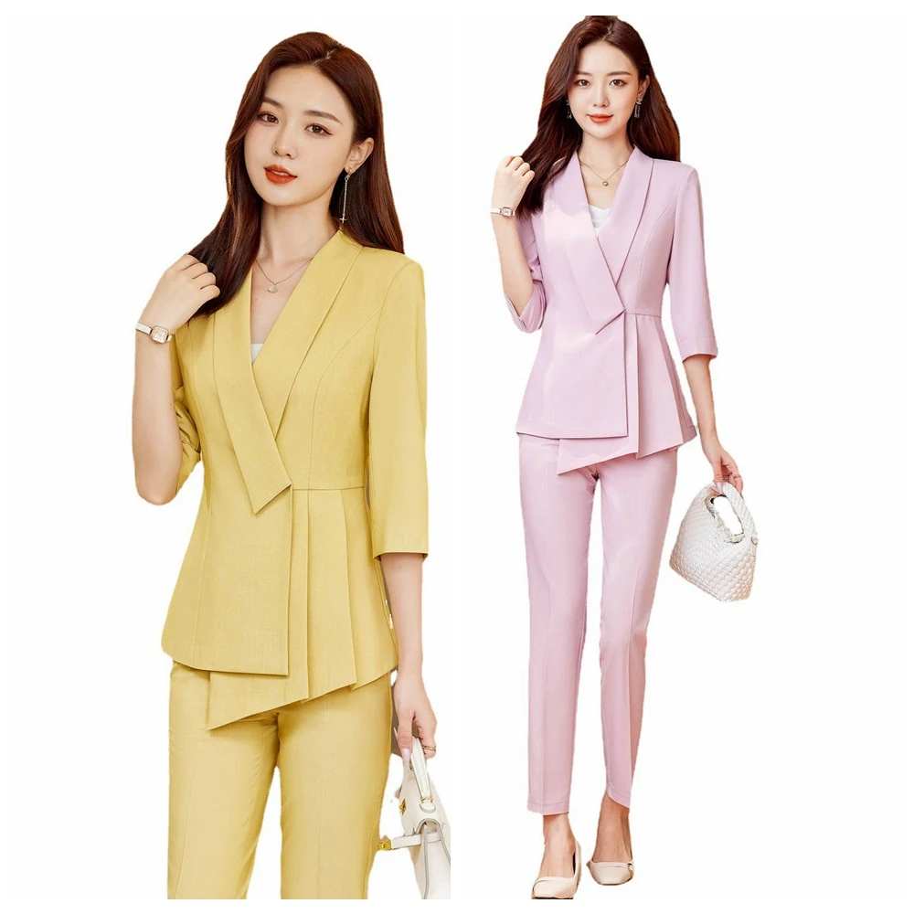 Superior Quality Spring Summer Formal Ladies Fashion Blazer Women Business with Sets Work Wear Office Casual Pants Jacket Suits
