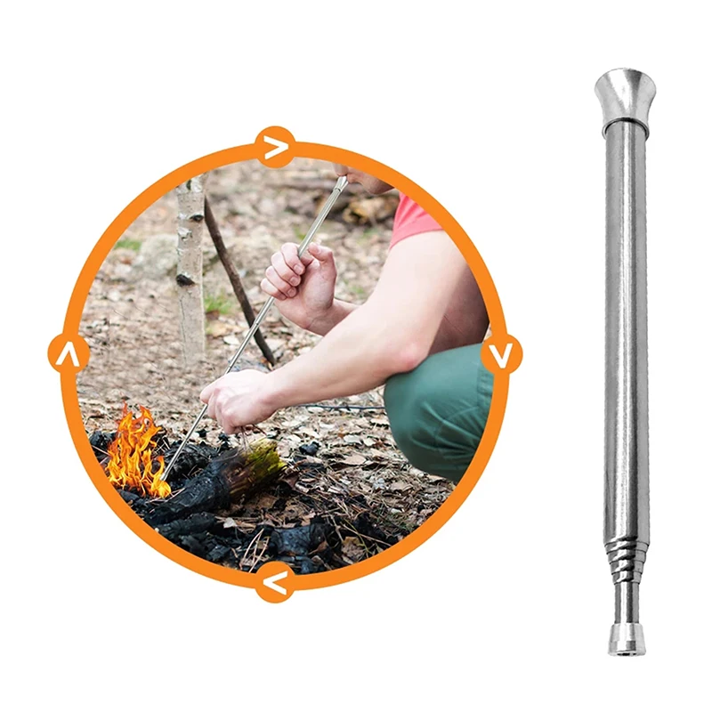 

Трубка для выжигания из нержавеющей стали, двухсторонний инструмент для приготовления пищи на открытом воздухе, портативная телескопическ...