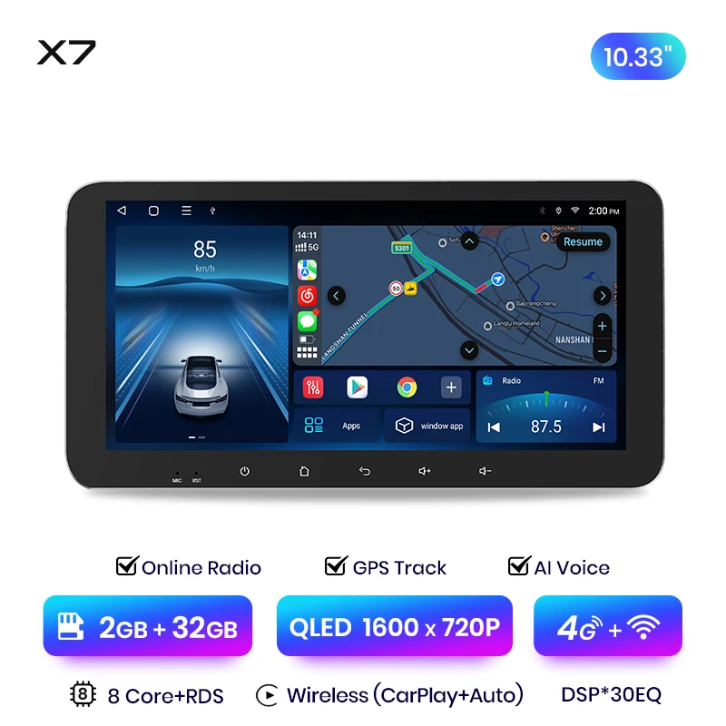 

Junsun X7 MAX 13,1 "2K AI Voice Wireless CarPlay Android Auto Автомагнитола для Mitsubishi Lancer 10 2007-2013 Мультимедийное авторадио