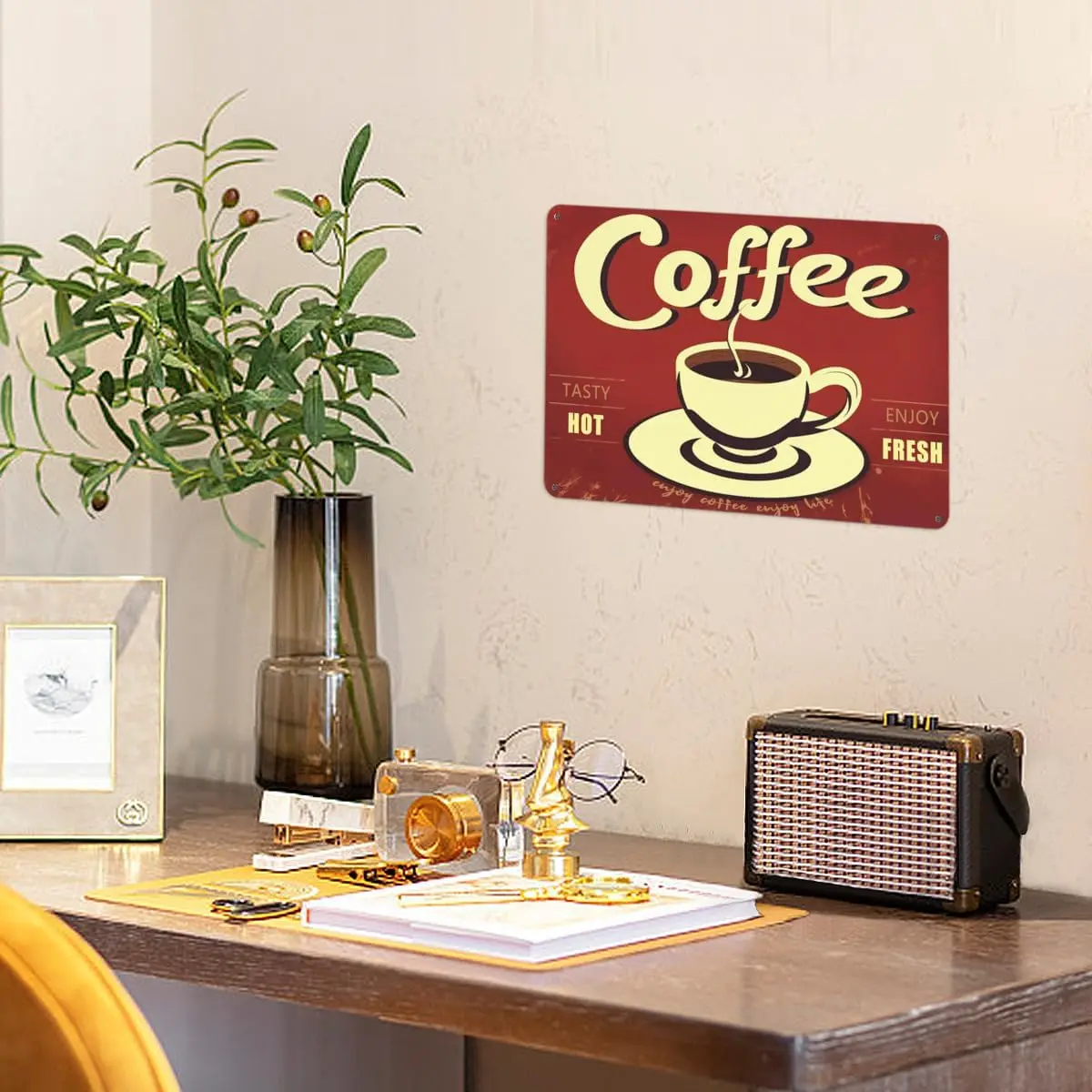 Кофе Vntge Tn Sgn Br Metl Fresh Hot Coffee Enjoy Tsty для домашнего декора двери rt Ktchen Store Rnch 12x17 nch