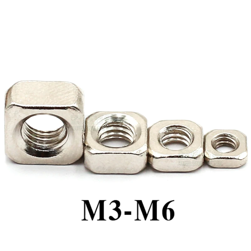 

20Pcs/lots DIN934 M3 M4 M5 M6*5.4/7/8/10mm Nickel Plated Steel Locking Square Nuts
