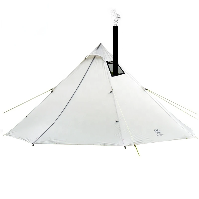 

Outdoor camping activities 4 person family tent ultra light Pyramid chimney tent for 4 seasons