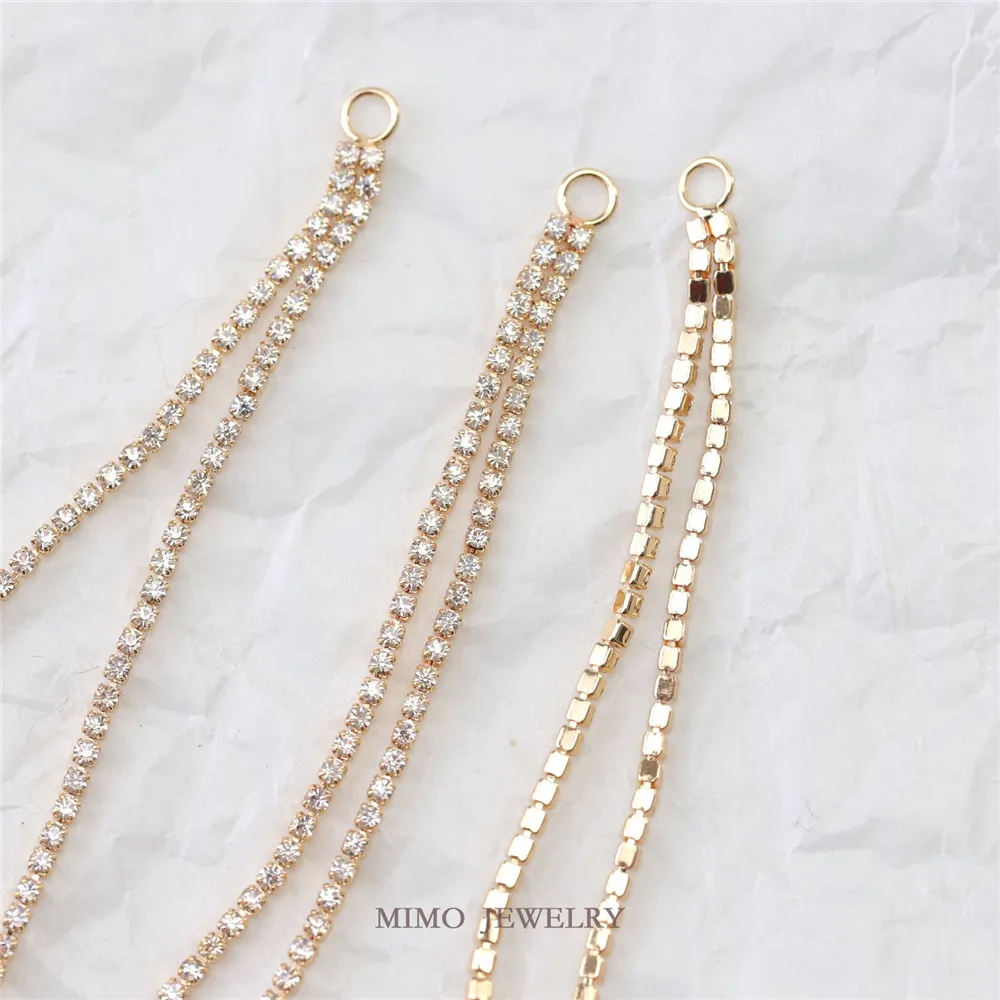 

Color copper plated gold micro set zircon long tassel pendant earrings DIY accessories