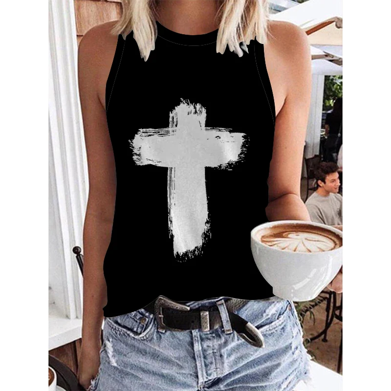 

Kanchii summer fashion new design sense personalized retro printed tank top o-neck tank top slim fit Street women's tank top