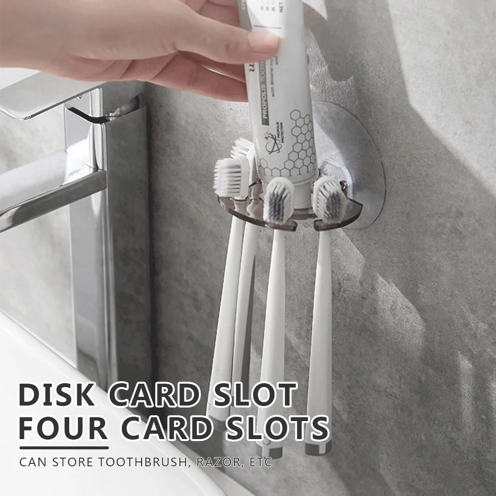 

Toothbrush Holder Toothpaste Beard Shaver Storage Rack Bathroom Toothbrush Holder Self-adhesive Wall Mount Wall Hanger Hook