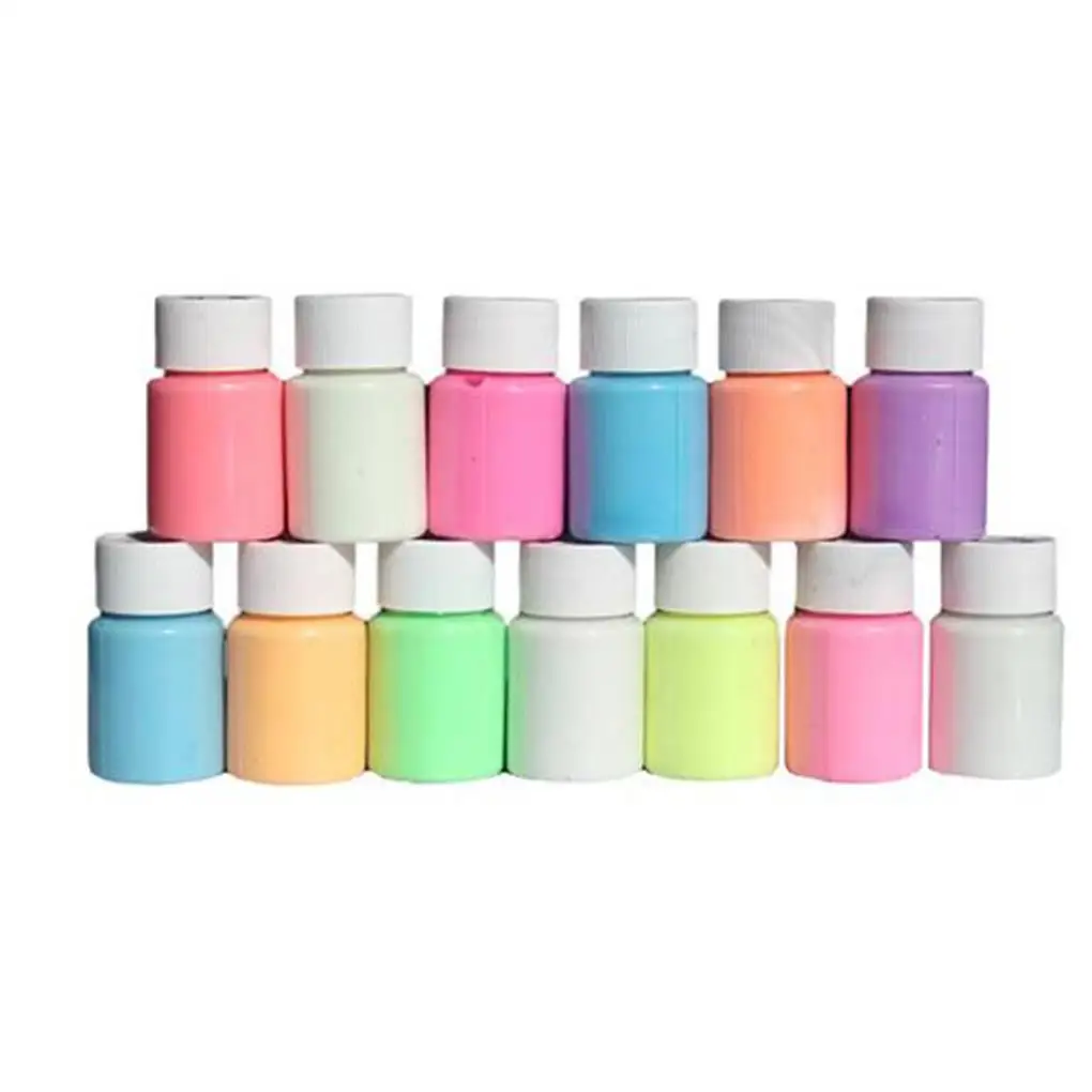 

13 Pieces Glow in The Dark Paint Self-Luminous Glowing Set Fluorescent Pigment Making Craft Decoration Tools Wall Body