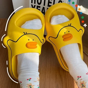 Summer Home Women Men's Slippers Indoor Girls Boy Thick Non-Slip Soft Couple Cartoon Flip Flops Duck Beach Sandals Men Slippers 1