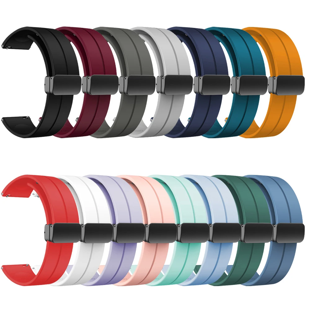 Magnetic Folding Buckle Band For Amazfit GTR 4 2/3 Pro 2e/GTS 4 mini Silicone Strap Bip lite/S U/Stratos 3 Watchband Bracelet