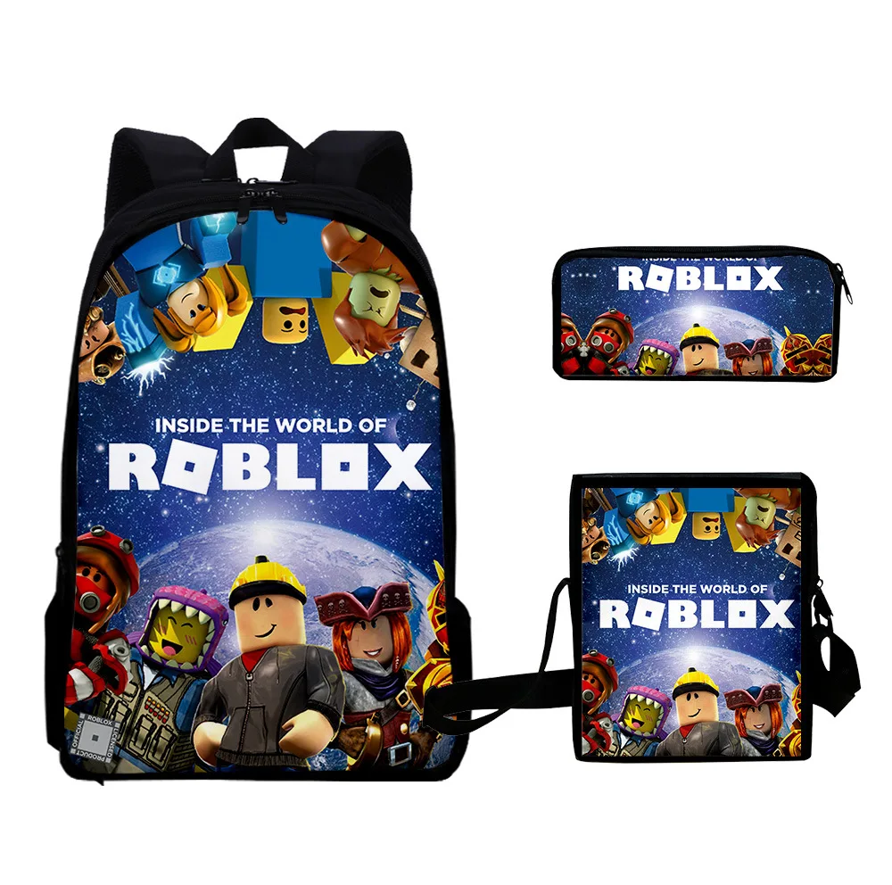 

Harajuku Creative Robloxing 3D Print 3pcs/Set School Student Bookbag Fashion Travel Laptop Daypack Shoulder Bag Pencil Case