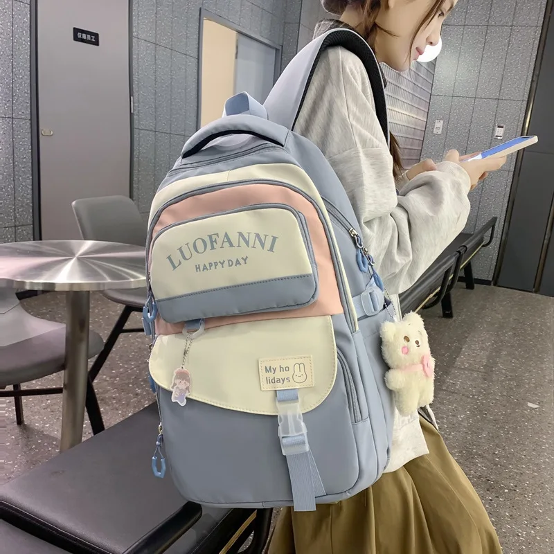 

Новинка лета 2023, контрастный вместительный рюкзак с надписью, уличный студенческий уличный рюкзак