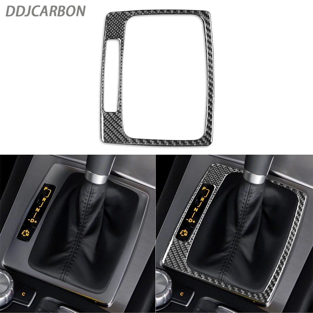 

For Benz W204 2012-2014 Real Carbon Fiber Gear Shift Gearbox Frame Decor Cover Car Interior Accessories Decoration Sticker