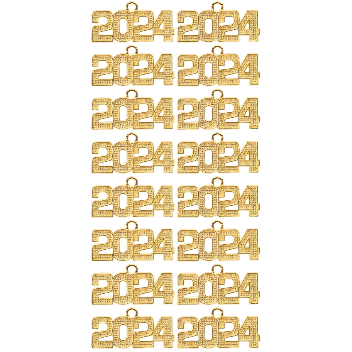 

200 Pcs Letter Earrings 2024 Pendant Necklace Charms DIY Making Accessories 3.7X1.5CM Golden Alloy Graduation Pendants Bracelet