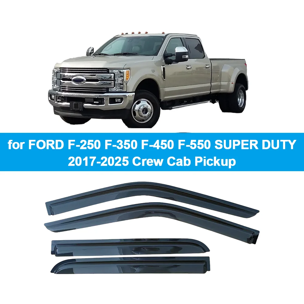 

Оконный козырек для FORD F-250 F-350 F-450 F-550 SUPER DUTY 2017-2025 Crew Cab Pickup Rain Guard Боковой вентиляционный дефлектор Weathershield