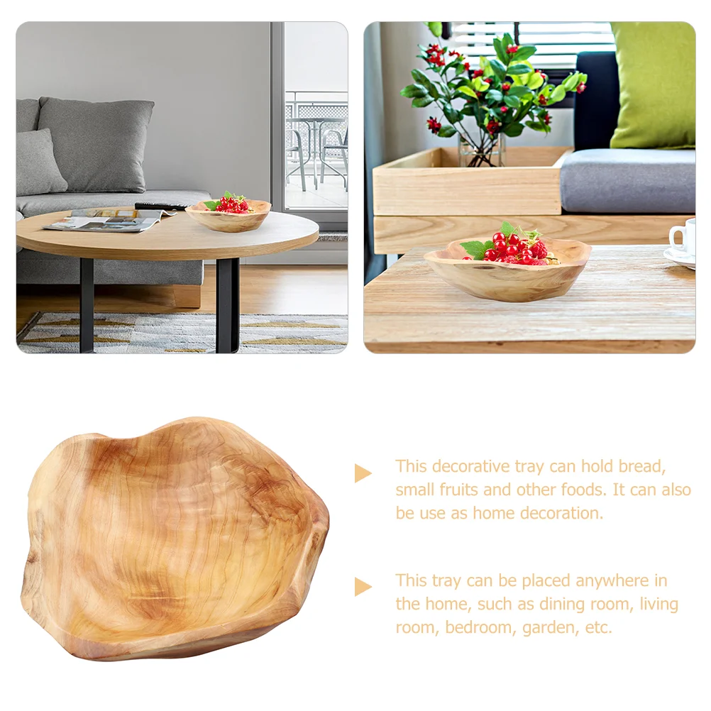 Резная тарелка с фруктами из цельного дерева сервировочный поднос деревянные