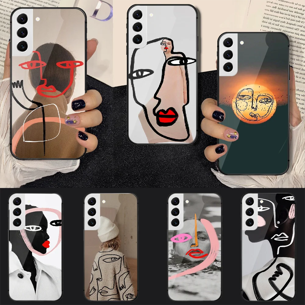 

Art Picasso Style Tempered Glass Phone Case Cover For Samsung Galaxy A S 9 12 13 20 21 22 32 33 Fe 5G Plus Ultra