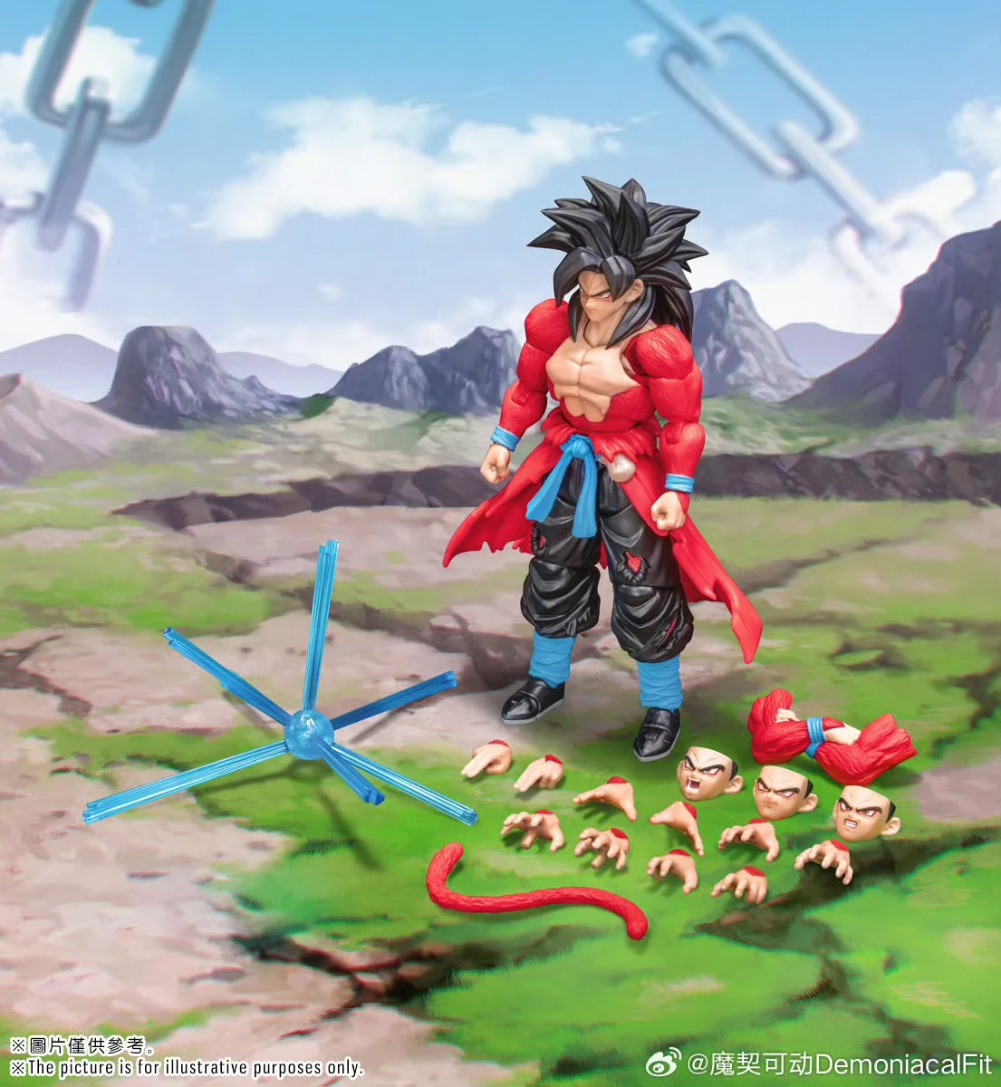Фото Demoniacal Fit Dragon Ball Z SHF Super Saiyan 4 GT SSJ4 Untamed Power Time Ranger Son Goku Аниме Фигурка Модель Игрушки №2