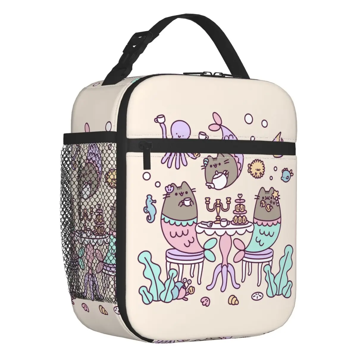 

Изолированная сумка для ланча с кошкой для женщин, переносной термоохладитель с рисунком котят, для офиса, работы, школы